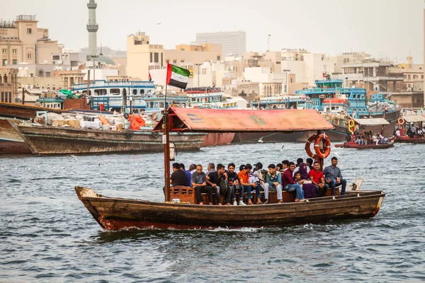 Canal Dubai Creek Barco Abra Emiratos Árabes Unidos Dubái Histórico — Foto de Stock