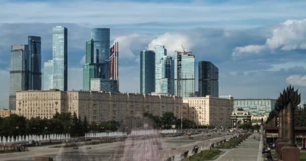 Москва Россия Парк Победы Поклонная Гора Время Плавного Прохождения — стоковое видео