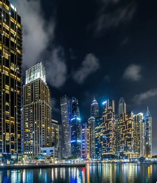 2020 Panorama Dubai Marina Bay Nocy Zjednoczone Emiraty Arabskie — Zdjęcie stockowe