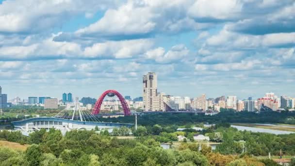 Skyline Moscou Pont Jivopisniy Été Temps Écoulé Depuis Montagne — Video