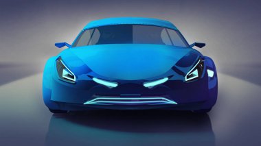 mavi modern hızı araba açık çalışma, 3d render, araba tasarım konsepti kendime ait