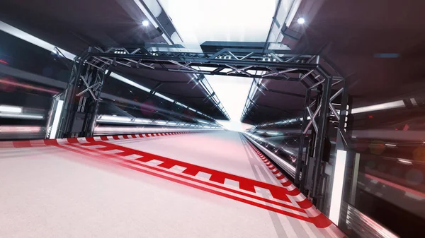 赛道终点线与门 赛车运动背景渲染3D — 图库照片