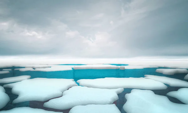 Risse Eisberg Stücke Mit Dunklem Himmel Hintergrund Vorlage Globale Erwärmung — Stockfoto