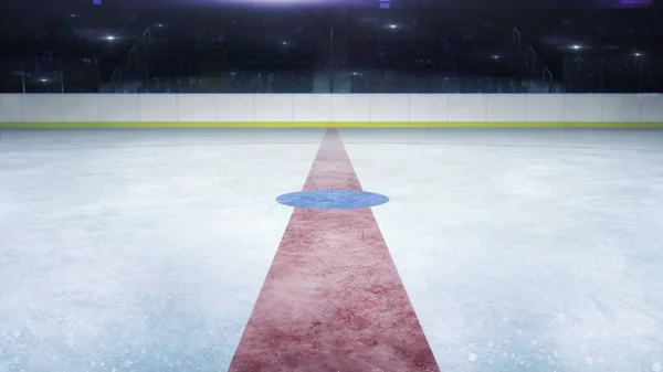 Buz Hokeyi Stadyumu Orta Satır Genel Görünümü Kamera Flaşlar Arkasında — Stok fotoğraf