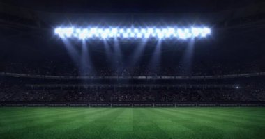 koniler hareketli sorunsuz döngü, futbol arena spor reklam statik görünüm arka plan, 4 k döngü animasyon ışığı ile gece Grand Futbol Stadyumu