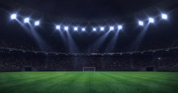 Großes Fußballstadion Der Nacht Mit Licht Das Sich Als Nahtlose — Stockvideo