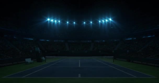 Lighting Tennis Blue Court Game Hall Full Spectators Professional Tennis Video By C Adikk Stock Footage Lighting Tennis Blue Court Game Hall Full Spectators Professional Tennis Video By C Adikk Stock Footage