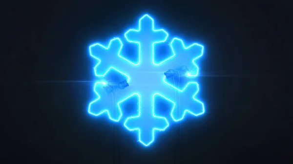 Neon blue star shape on dark background — Stock Photo, Image