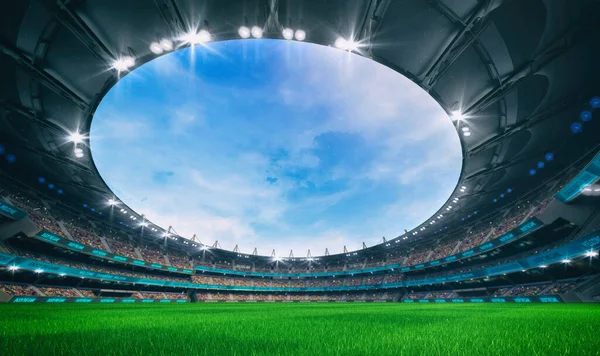 Stadion Groen Gras Achtergrond Als Speeltuin Sport Gebouw Als Digitale — Stockfoto