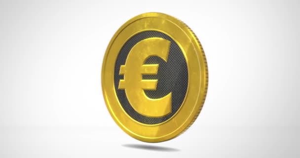 Vereinzelte Goldene Euromünzschleife Auf Weißem Hintergrund Mit Alphakanal Currency Loop — Stockvideo