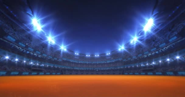 Спортивный Видео Фон Оранжевой Поверхностью Игровой Площадки Яркие Огни Много — стоковое видео