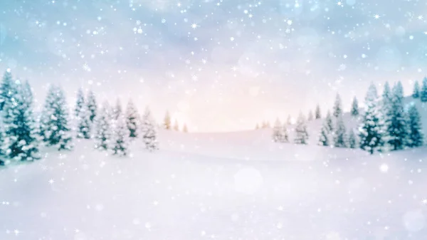 雪は晴れた日に冬の森を覆っていた 失意の風景シーン 冬休みシーズン3Dイラスト背景 — ストック写真