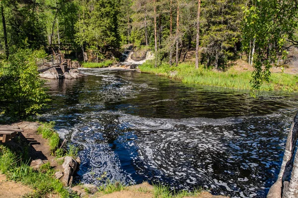 Rivière Tahmajoki Coule Lac Ruokoyarvi Lac Ladoga Rivière Nombreux Rapides — Photo
