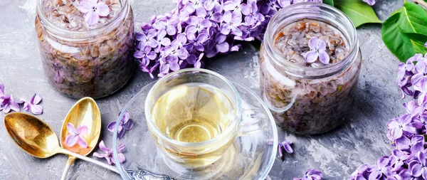 Chá Com Geléia Lilás Para Fortalecer Imunidade Melhorar Corpo — Fotografia de Stock