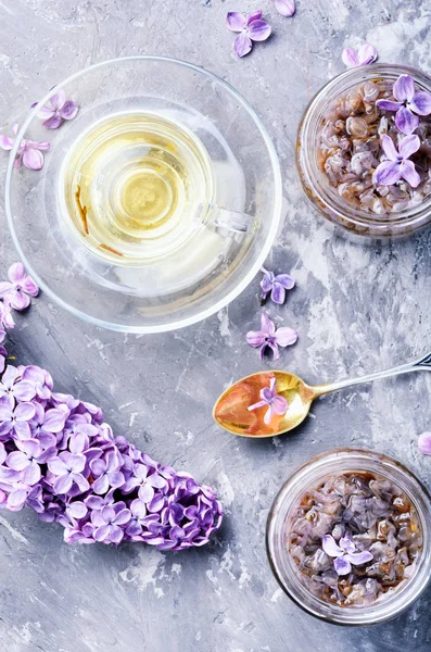 Chá Com Geléia Lilás Para Fortalecer Imunidade Melhorar Corpo — Fotografia de Stock