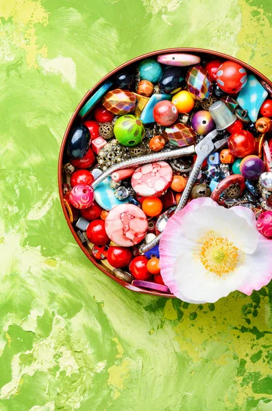 Huge Collection Women Trinkets Beads Jewelry Rhinestones Bijouterie — Stock Photo, Image