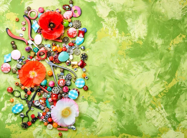 Huge Collection Women Trinkets Beads Jewelry Rhinestones Bijouterie — Stock Photo, Image
