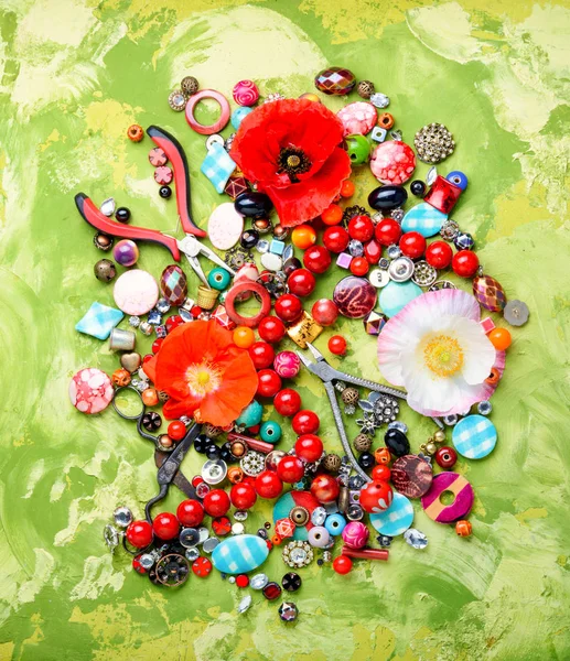 Beads Colorful Beads Needlework Poppy Fashion Jewelry — Stock Photo, Image