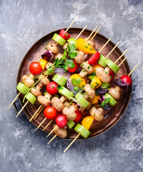 Kebab Dieta Cru Verduras Frescas Espetos Legumes Para Grelhamento Cozinha — Fotografia de Stock