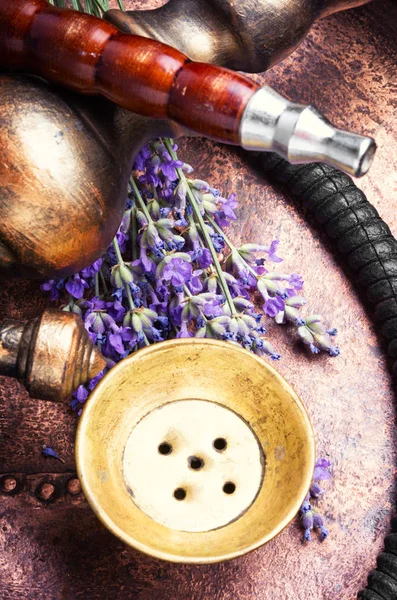 Smoke Hookah Lavender Floral Shisha Concept Hookah Concept — Stock Photo, Image