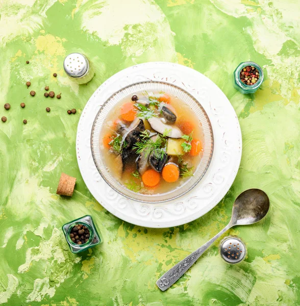 Diet vegetarian soup with forest mushrooms in bowl — Stock Image Diet Vegetarian Soup Forest Mushrooms Bowl Royalty Free Stock Photos