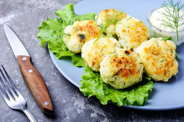 Здоровые Жареные Овощные Котлеты Cabbage Vegetarian Rissole — стоковое фото