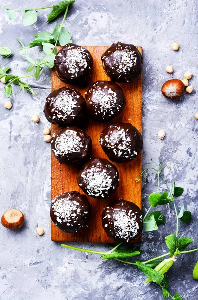 Veganské Cukroví Cizrnou Rozinky Sušené Meruňky Ořechy Čisté Jídlo — Stock fotografie