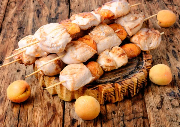 Turkey Meat Barbecue Grill Cooked Skewers Apricot Bbq — Stock Photo, Image