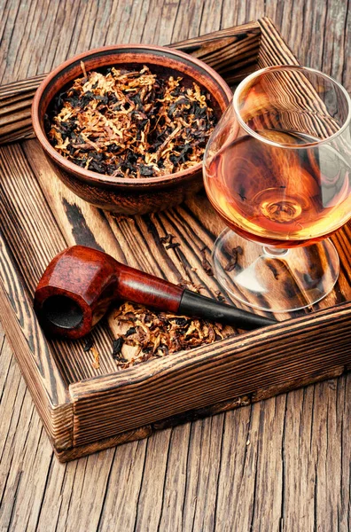 Smoking Pipes Cognac Vintage Style — Stock Photo, Image