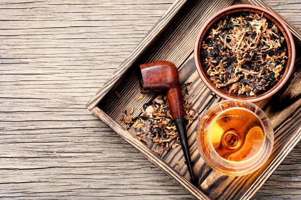 Glass Cognac Pipe Tobacco — Stock Photo, Image