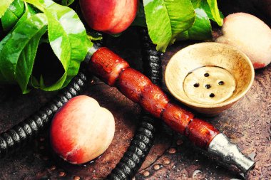 Nargile sigara aroma şeftali ile için. Şeftali shisha