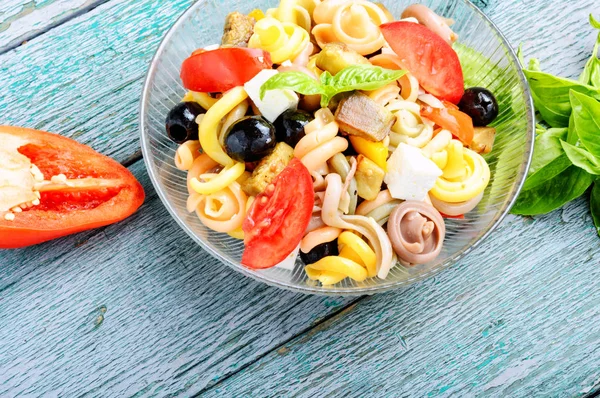 Italienischer Salat Mit Pasta Und Gebratenem Gemüse Italienische Küche — Stockfoto