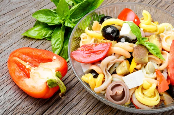 Italian Salad Pasta Fried Vegetables Italian Cuisine — Stock Photo, Image