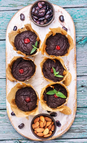 Muffins Vegan Feijões Renais Louça Outonal Cozinha Vegetariana Comida Diética — Fotografia de Stock