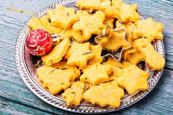 Biscotti Simbolici Con Rosmarino Natale Prelibatezze Natalizie — Foto Stock