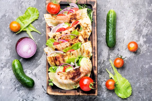 Vegetarian Pita Sandwich Fresh Vegetables Dietary Food Vegan — Stock Photo, Image