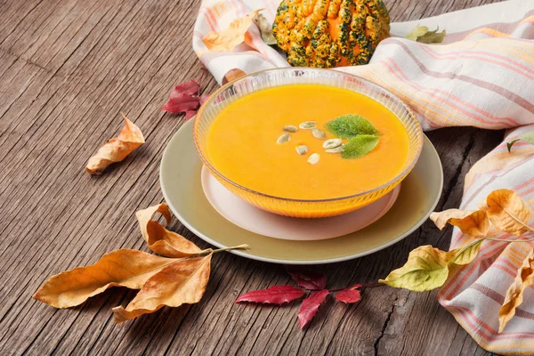 Вегетарианский Суп Тыквы Осенью Веганский Суп — стоковое фото