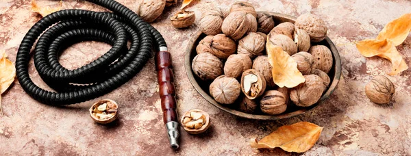 Vodní Dýmka Shisha Orientální Aroma Ořech Pro Relax Vlašské Ořechy — Stock fotografie
