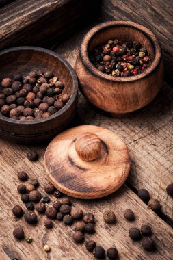 Biber biber kutusunda retro bir arka plan üzerinde. Baharat