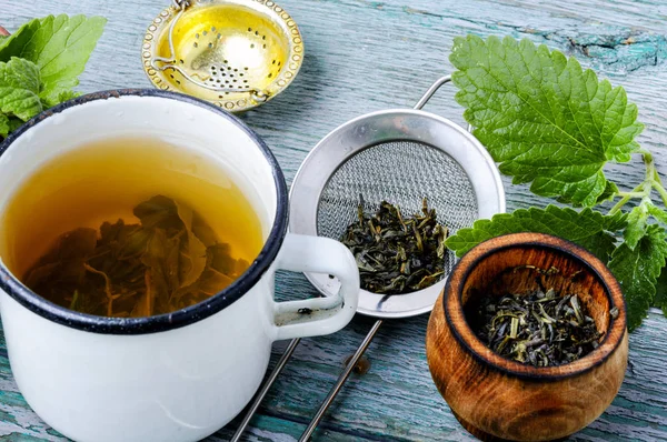 Frische Natürliche Grüne Melisse Kräutertee Cup Relaxation Gesundes Getränk — Stockfoto