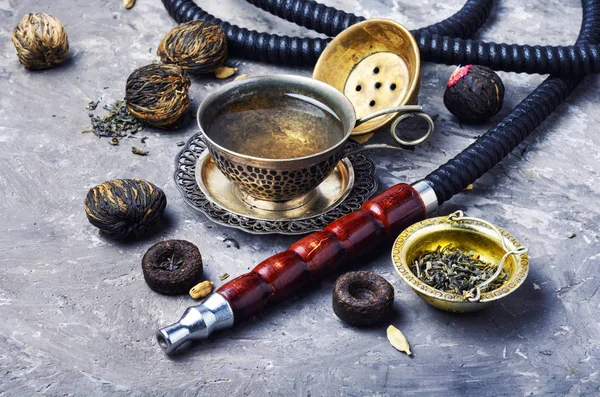 Shisha Hookah Oriental Com Chá Aroma Para Relaxar Shisha Chá — Fotografia de Stock