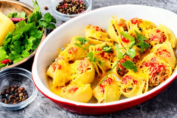 Italian Stuffed Pasta Meat Food Concept Pasta Ingredients Cooking Pasta — Stock Photo, Image