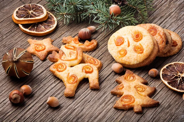 Surtido Galletas Navideñas Decoradas Con Naranja Confitada — Foto de Stock