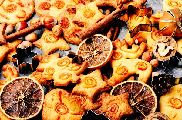 Surtido Galletas Navideñas Decoradas Con Naranja Confitada — Foto de Stock