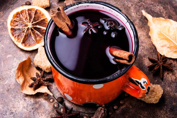 Mulled Wine Hot Drink Citrus Spices — Stock Photo, Image