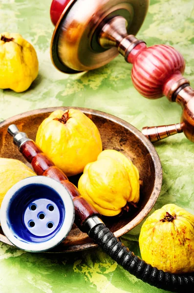 Shisha Árabe Narguilé Com Sabor Quince Quince Shisha Autumn Menu — Fotografia de Stock