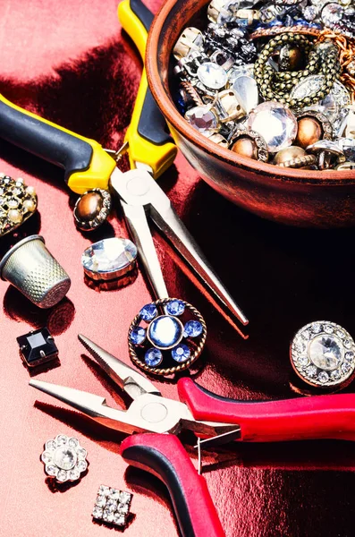 Making Handmade Jeweller Tools Jewelry Making Background Workshops — Stock Photo, Image