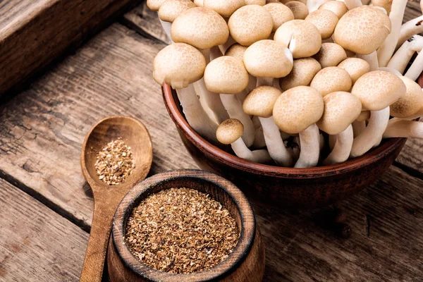 Kruid Voor Een Gerecht Met Bospaddenstoelen Paddenstoelen Kruiden — Stockfoto