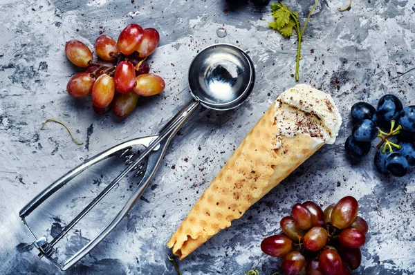 Ice Cream Cone Vanilla Grape Flavor Summer Menu Concept — Stock Photo, Image