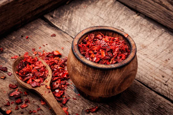 Sweet red sliced pepper as seasoning.Indian spices.Paprika powder